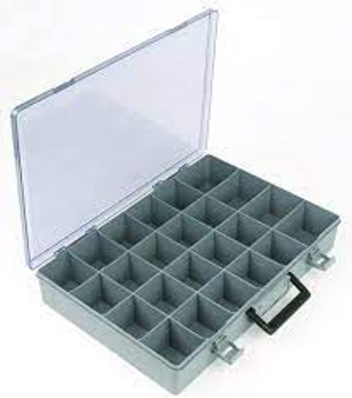 Boîte compartiments plastique 24 compartiments 18-1/2" la x 13" p 3" h gris