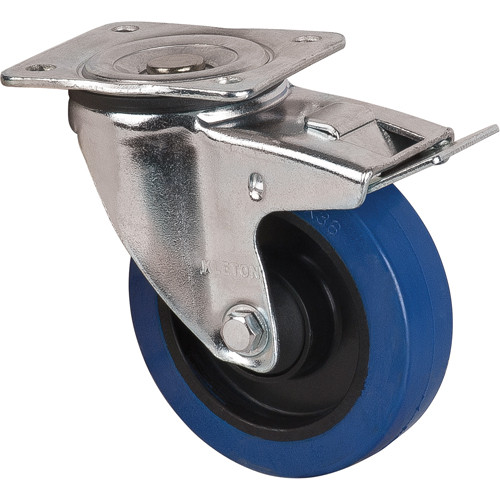 Roulette pivotante bleue, 5" (127 mm), capacité de charge 400 lb (181 kg), revêtement en caoutchouc Roulette pivotante bleue, 5" (127 mm), capacité de charge 400 lb (181 kg), revêtement en caoutchouc