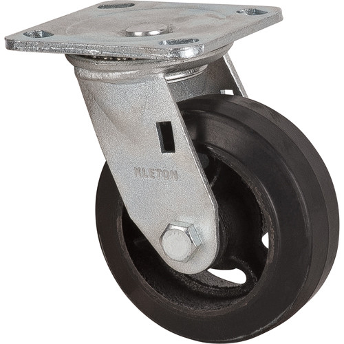 Roulette pivotante en caoutchouc de 5" (127 mm) - Capacité de charge : 400 lb (181 kg) Roulette pivotante en caoutchouc de 5" (127 mm) - Capacité de charge : 400 lb (181 kg)