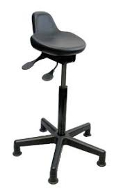 Tabouret assis-debout ajustable en polyuréthane noir
