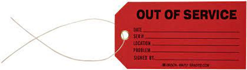 Étiquette production "Out Of Service" Papier 5-3/4" x 3" Anglais