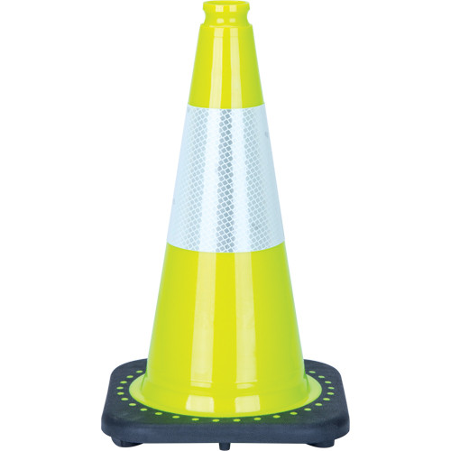 Cône signalisation première qualité 18" Vert lime Bande(s) réfléchissante(s) 6"
