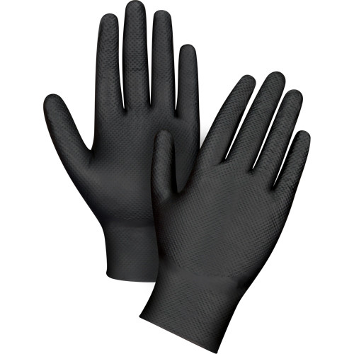 Gants résistants, Taille moyenne, Matériau en nitrile, Épaisseur de 8 mils, Sans poudre, Couleur noire Gants résistants, Taille moyenne, Matériau en nitrile, Épaisseur de 8 mils, Sans poudre, Couleur noire