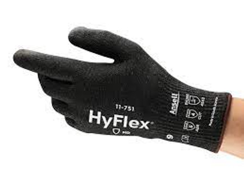 Gants coupes résistantes HyFlexMD 11-751, Taille 6/T-petit, Calibre 10, Revêtement Polyuréthane, Enveloppe Nylon/KevlarMD, Niveau 4 ANSI/ISEA 105