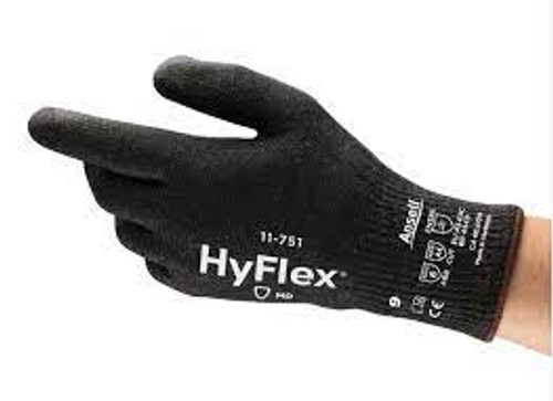 Gants coupes résistantes HyFlexMD 11-751, Taille T-Grand/10, Calibre 10, Revêtement Polyuréthane, Enveloppe Nylon/KevlarMD, Niveau 4 ANSI/ISEA 105
