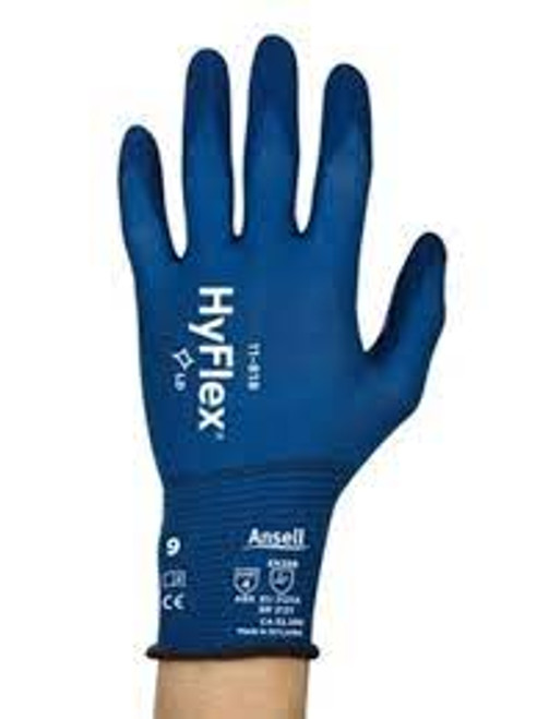 Gants HyflexMD 11-818, Taille 10 Grand, Revêtement Mousse nitrile, Calibre 18, Enveloppe Nylon