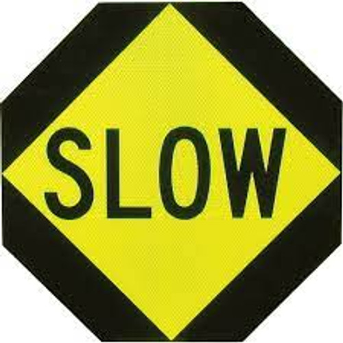Panneau signalisation deux côtés "Stop/Slow" 18" x 18" Aluminium Anglais Panneau signalisation deux côtés "Stop/Slow" 18" x 18" Aluminium Anglais