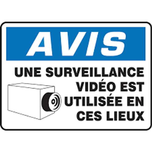 Surveillance vidéo 7x10 Plastique Français pictogramme