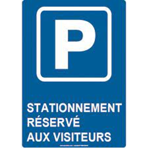 Stationnement réservé visiteurs 10x14 Plastique Français pictogramme Stationnement réservé visiteurs 10x14 Plastique Français pictogramme