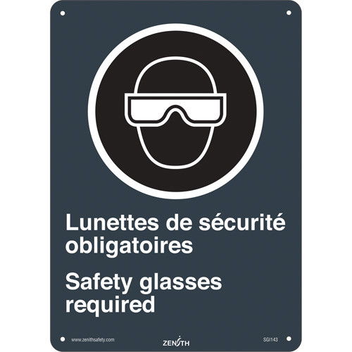 CSA Safety Glasses, 14" x 10", Plastic, Bilingual with Pictogram
