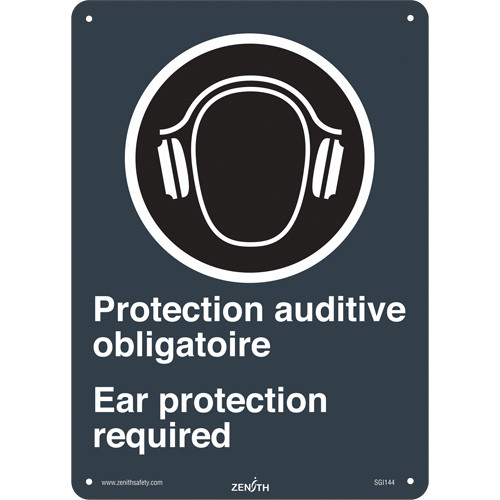Enseigne sécurité CSA Protection Auditive 14" x 10" Plastique Bilingue pictogramme Enseigne sécurité CSA Protection Auditive 14" x 10" Plastique Bilingue pictogramme