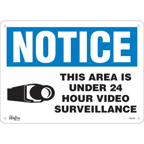 24 Hour Surveillance - Plaque en aluminium 10" x 14" - Anglais avec pictogramme