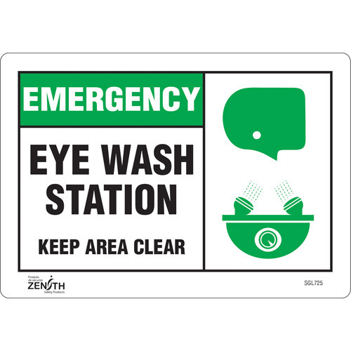 Eye wash Station Keep Area Clear - 7" x 10" - Vinyle - Anglais avec pictogramme Eye wash Station Keep Area Clear - 7" x 10" - Vinyle - Anglais avec pictogramme