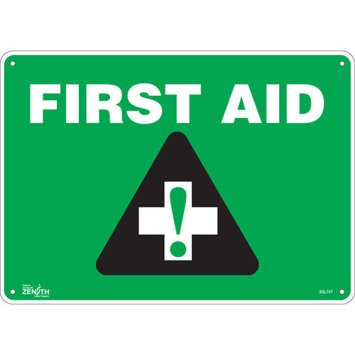 First Aid Sign 10" x 14" Plastic English with Pictogram First Aid Sign 10" x 14" Plastic English with Pictogram