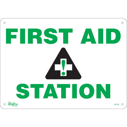 First Aid Station - 10" x 14" - Plastique - Anglais avec pictogramme First Aid Station - 10" x 14" - Plastique - Anglais avec pictogramme