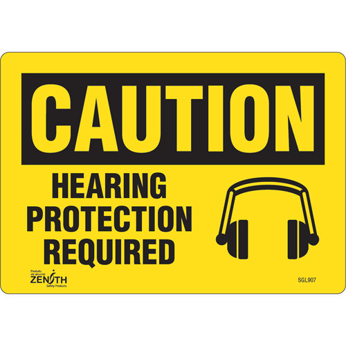 Hearing Protection Required - 7" x 10" - Vinyle - Anglais avec pictogramme