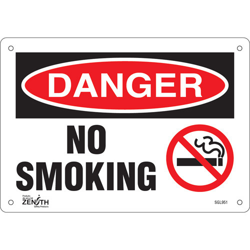 No Smoking Sign, 7x10, Aluminum, English with Pictogram No Smoking Sign, 7x10, Aluminum, English with Pictogram