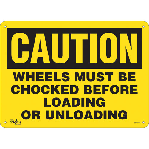 Chocks pour roues "Wheels Must Be Chocked", 10" x 14", en plastique, en anglais