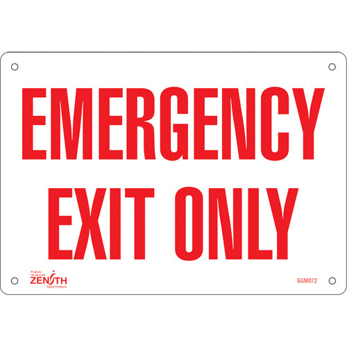 Emergency Exit Sign 7x10 Aluminum English Emergency Exit Sign 7x10 Aluminum English