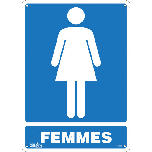 Enseigne pour femmes 14x10 en plastique avec pictogramme en français Enseigne pour femmes 14x10 en plastique avec pictogramme en français