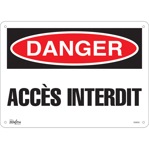 Accès Interdit - Plaque en Aluminium 10" x 14" (Français) Accès Interdit - Plaque en Aluminium 10" x 14" (Français)