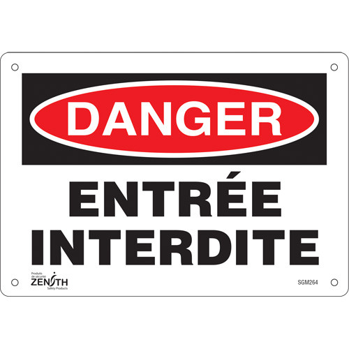 Produit: Panneau d'interdiction "Entrée Interdite" en plastique, format 7" x 10", en français. Produit: Panneau d'interdiction "Entrée Interdite" en plastique, format 7" x 10", en français.