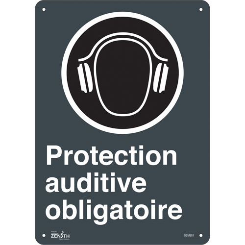Protection Auditive Obligatoire Enseigne 14" x 10" Aluminium Français Pictogramme Protection Auditive Obligatoire Enseigne 14" x 10" Aluminium Français Pictogramme