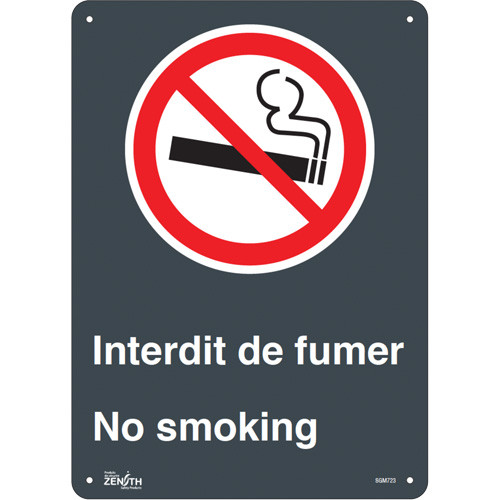 Enseigne "Interdit De Fumer/No Smoking" 14x10 Aluminium Bilingue Pictogramme Enseigne "Interdit De Fumer/No Smoking" 14x10 Aluminium Bilingue Pictogramme