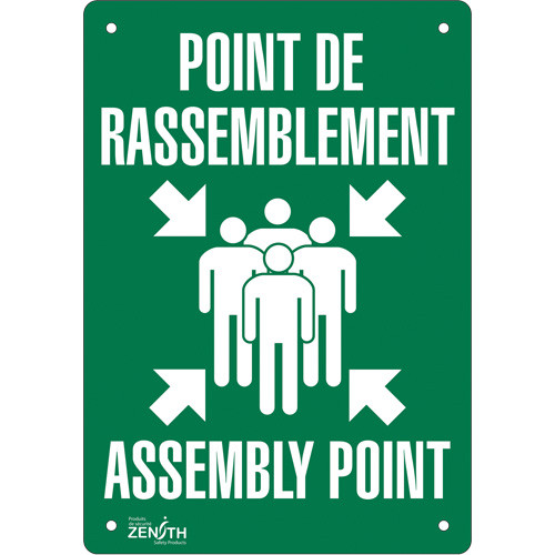 Point de rassemblement/Assembly Point 10x7 Aluminium Bilingue avec pictogramme Point de rassemblement/Assembly Point 10x7 Aluminium Bilingue avec pictogramme