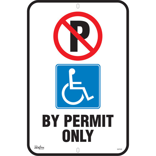 Enseigne stationnement "By Permit Only" 18" x 12" Aluminium Anglais pictogramme Enseigne stationnement "By Permit Only" 18" x 12" Aluminium Anglais pictogramme