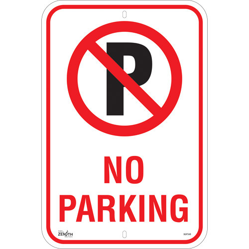 No Parking Sign, 18" x 12", Aluminum, English with Pictogram No Parking Sign, 18" x 12", Aluminum, English with Pictogram