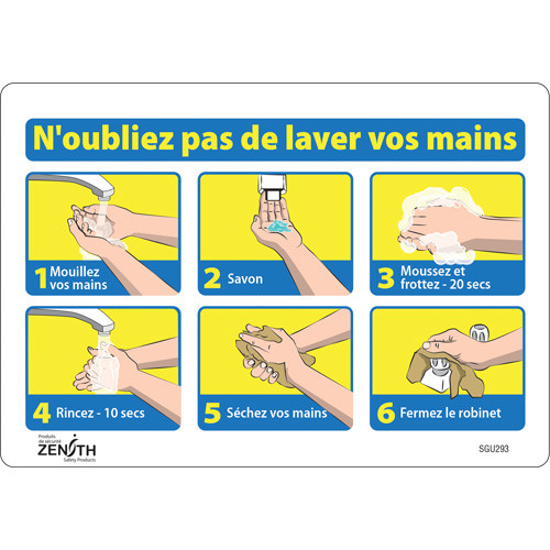 Affiche "Lavez vos mains régulièrement", 7" x 10", Vinyle, Français avec pictogramme Affiche "Lavez vos mains régulièrement", 7" x 10", Vinyle, Français avec pictogramme