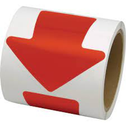 Décalcomanie colorée pour marquage de planchers - Flèche 4" x 4" - Rouge - Vinyle Décalcomanie colorée pour marquage de planchers - Flèche 4" x 4" - Rouge - Vinyle