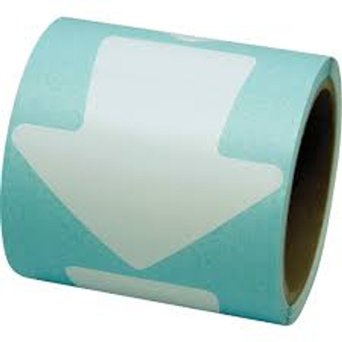 Décalcomanie colorée pour marquage de plancher, Flèche, 4" longueur x 4" largeur, Jaune, Vinyle Décalcomanie colorée pour marquage de plancher, Flèche, 4" longueur x 4" largeur, Jaune, Vinyle
