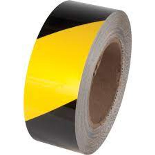 Ruban marquage plancher Tuff Mark, 4" x 100', Polyester, Noir jaune Ruban marquage plancher Tuff Mark, 4" x 100', Polyester, Noir jaune