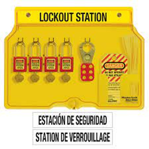 Verrouillage Station, Thermoplastique Cadenas, 4 Capacité, Compris Cadenas Verrouillage Station, Thermoplastique Cadenas, 4 Capacité, Compris Cadenas
