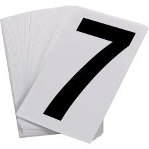 Autocollants numériques, 7, 3-1/2" de hauteur, Noir et blanc