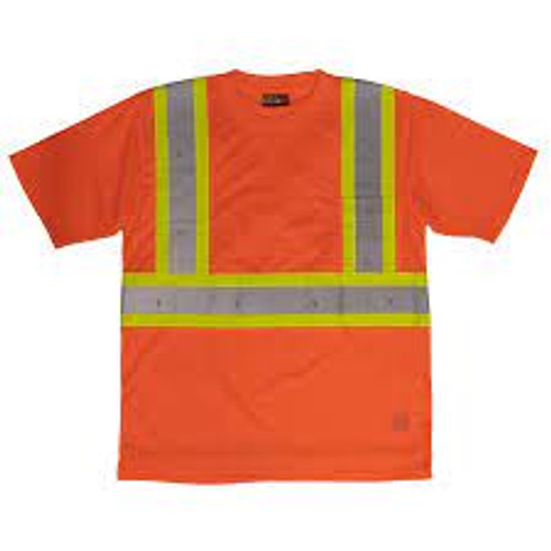 T-shirt sécurité poche manches courtes Polyester Grand Jaune lime haute visibilité