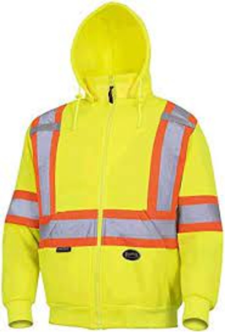 Chandail capuche Molleton/Polyester 2T-Grand Jaune lime haute visibilité