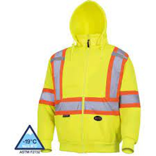 Chandail capuche Molleton/Polyester 3T-Grand Jaune lime haute visibilité