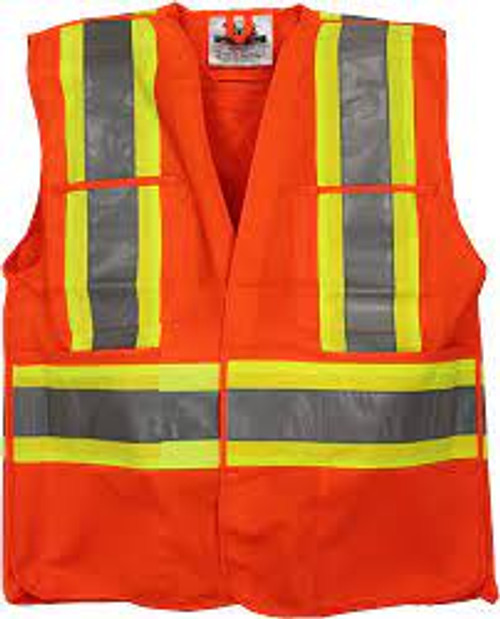 Veste sécurité arpenteur Orange visibilité 4T-Grand/5T-Grand Polyester CSA Z96 classe 2 niveau 2