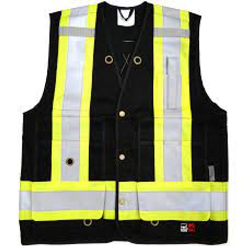 Veste sécurité ignifugée arpenteur Noir T-Grand Coton CSA Z96 classe 1 niveau FR