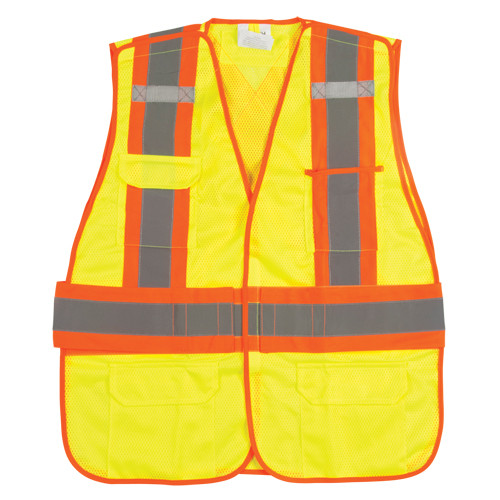 Veste haute visibilité Arpenteur, Jaune lime, Grand, Polyester, CSA Z96 classe 2 - niveau 2 Veste haute visibilité Arpenteur, Jaune lime, Grand, Polyester, CSA Z96 classe 2 - niveau 2