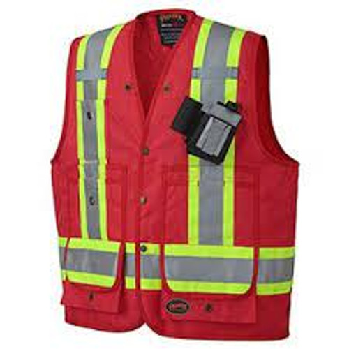 Veste Arpenteur/Superviseur Rouge T-Grand Coton CSA Z96 Classe 1 Niveau 2