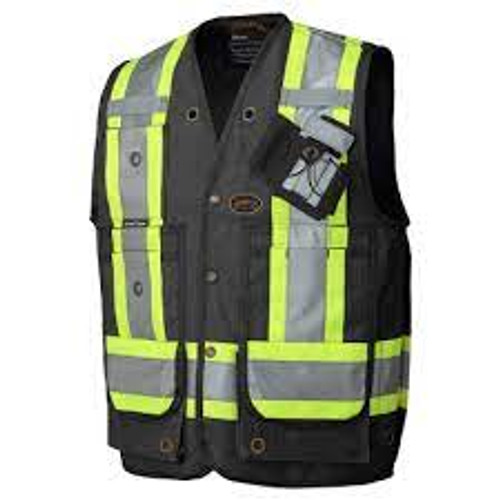 Veste Arpenteur/Superviseur Noir 3T-Grand Coton CSA Z96 Classe 1 Niveau 2