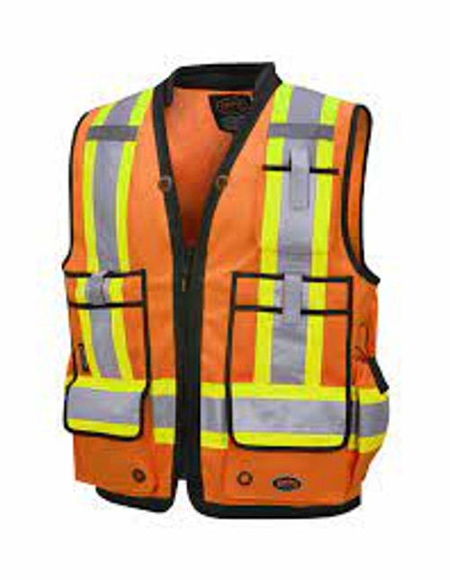 Veste 1200D Arpenteur Haute Visibilité, Orange, Taille Moyenne, Polyester/Polyuréthane, CSA Z96 Classe 2 Niveau 2