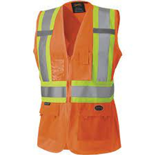 Veste sécurité femme orange haute visibilité moyen polyester CSA Z96 classe 1 niveau 2