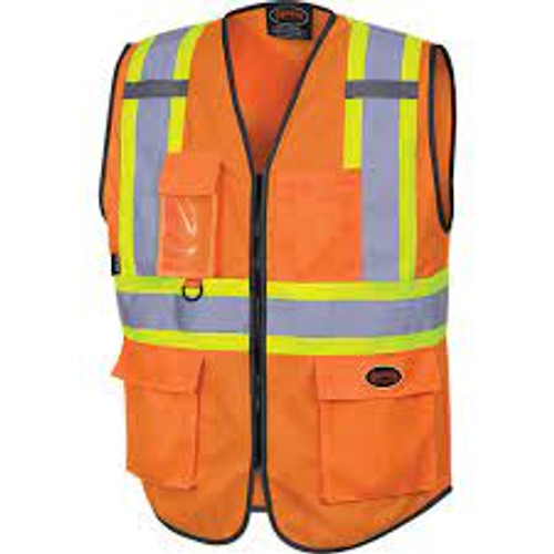 Gilet sécurité fermeture éclair avant Orange visibilité élevée Petit Polyester CSA Z96 classe 2 niveau 2