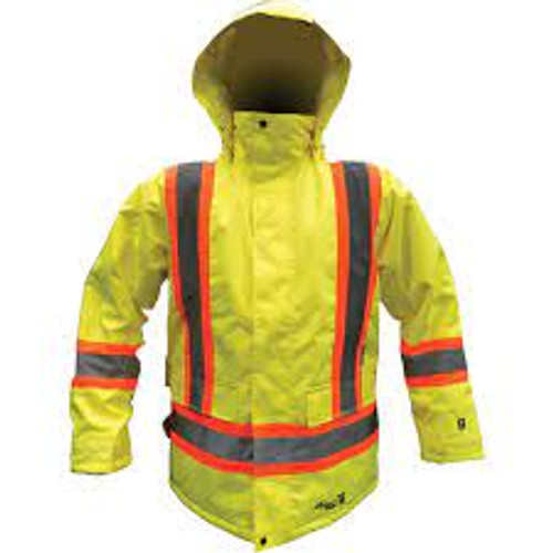 Parka sécurité Jaune lime visibilité 2T-Grand CSA Z96 classe 2 niveau 2 Parka sécurité Jaune lime visibilité 2T-Grand CSA Z96 classe 2 niveau 2