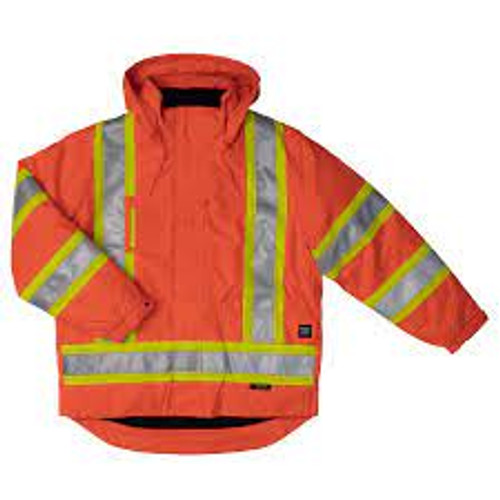 Manteau sécurité 5-en-1 Poly/Polyuréthane Orange HV T-Grand Manteau sécurité 5-en-1 Poly/Polyuréthane Orange HV T-Grand